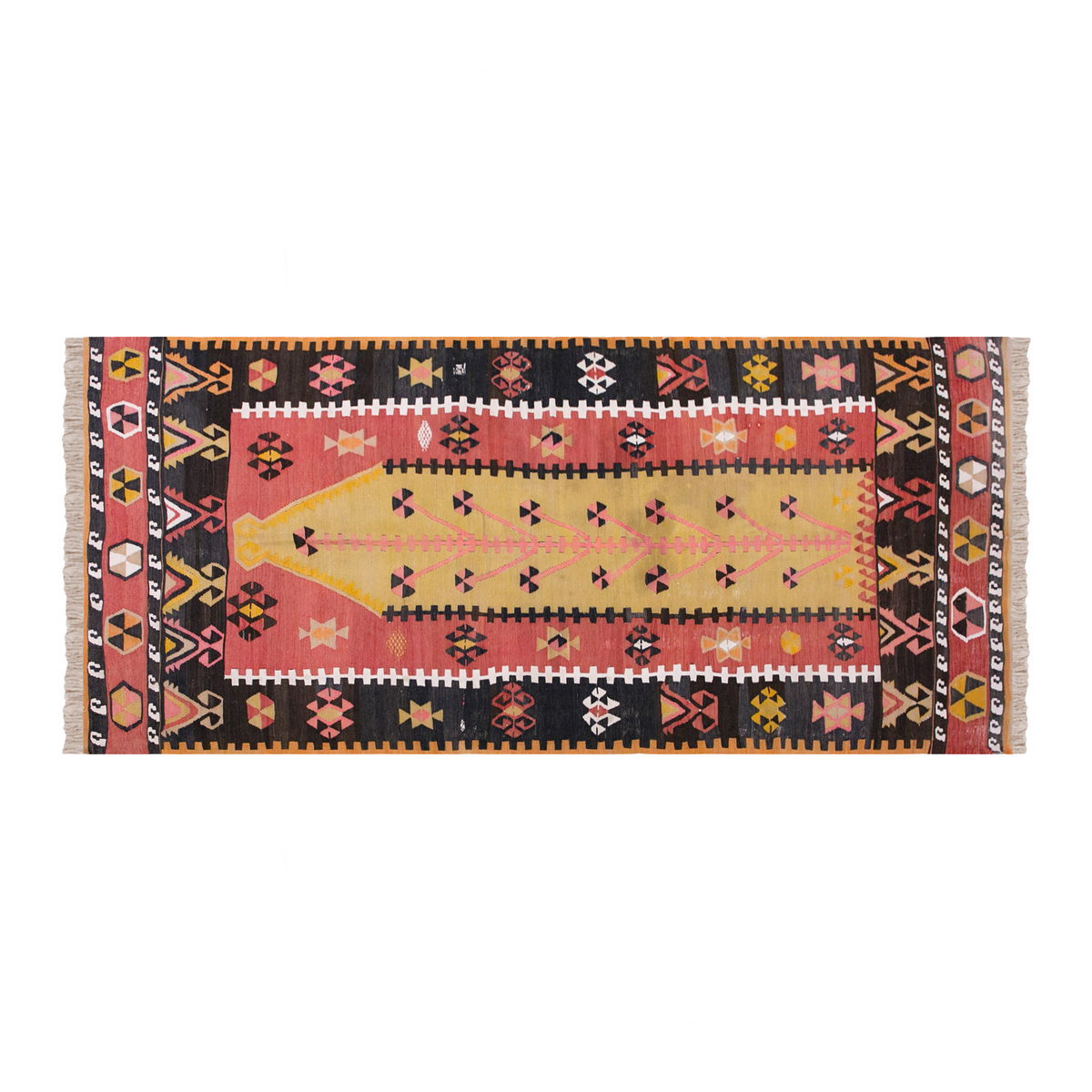 Vintage Turkish Rug, 3.10 x 8.1 ft, 117 x 248 cm