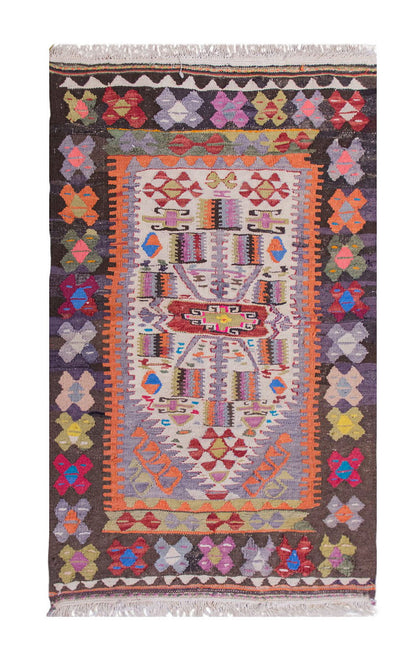 Vintage Turkish Rug, 3.11 x 2.6 ft, 120 x 77 cm