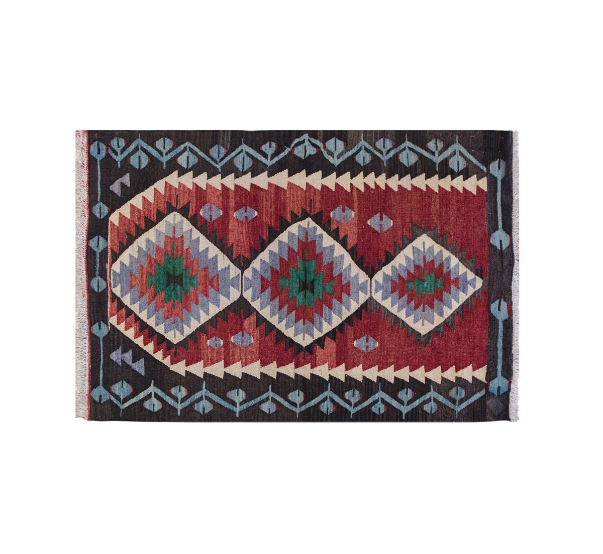 Vintage Turkish Rug, 3.11 x 2.8 ft Rug, 121 x 82 cm
