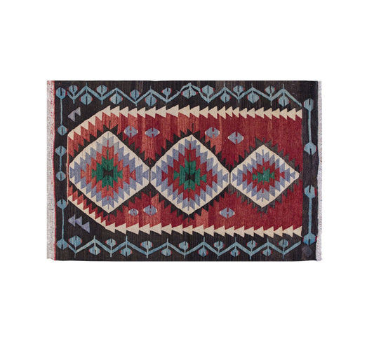 Vintage Turkish Rug, 3.11 x 2.8 ft Rug, 121 x 82 cm