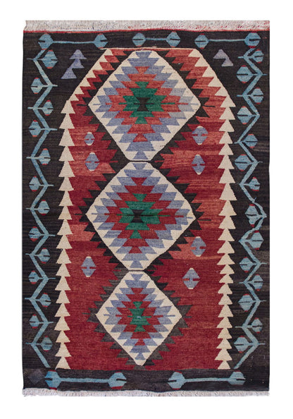 Vintage Turkish Rug, 3.11 x 2.8 ft Rug, 121 x 82 cm