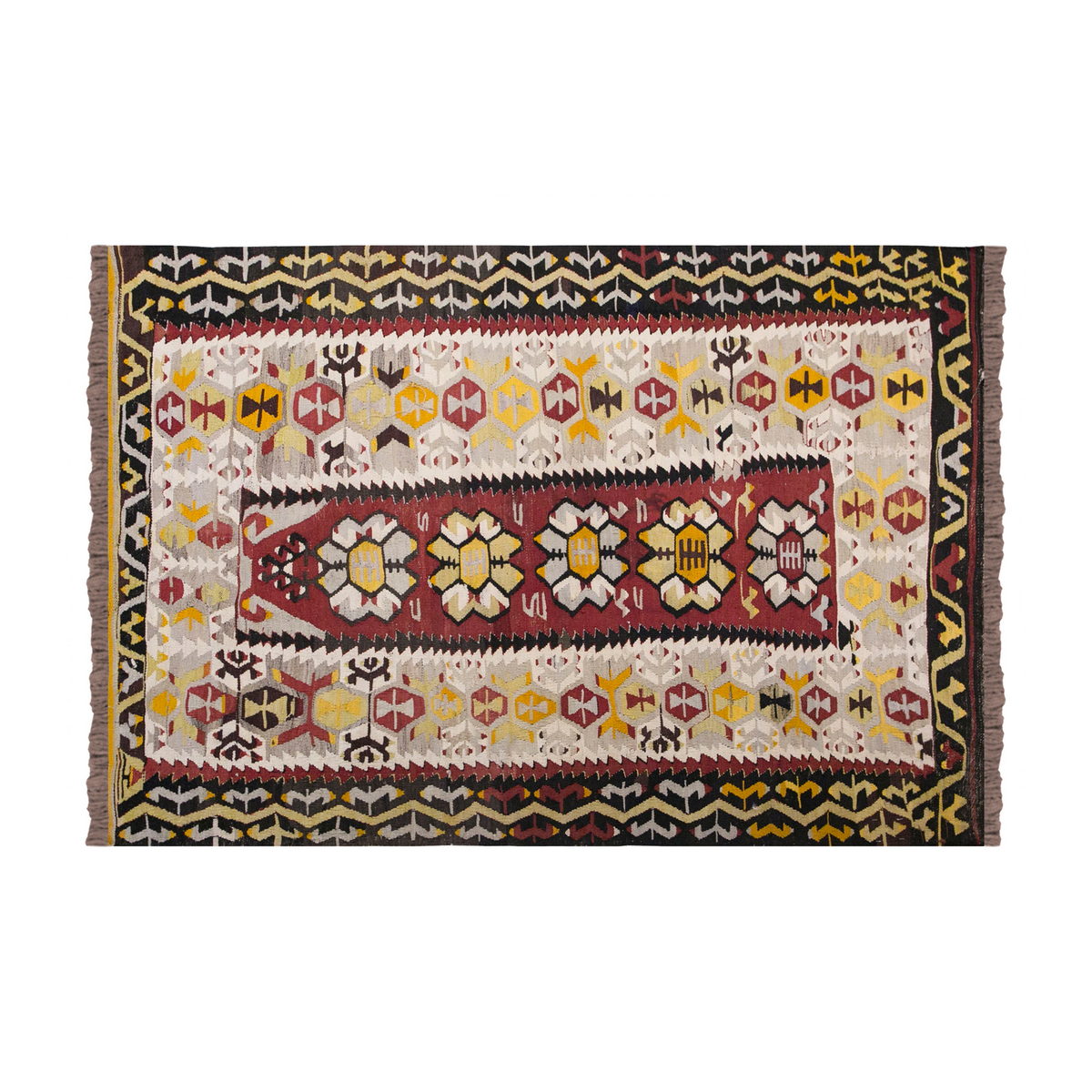Vintage Turkish Rug, 3.11 x 5.3 ft Rug, 121 x 161 cm