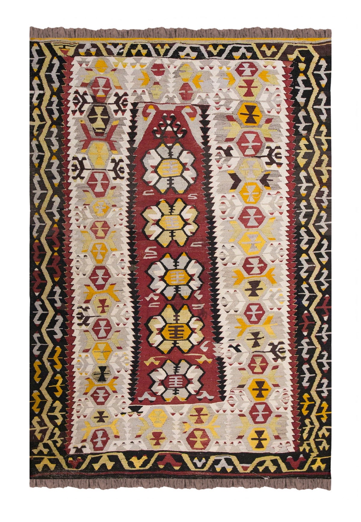 Vintage Turkish Rug, 3.11 x 5.3 ft Rug, 121 x 161 cm