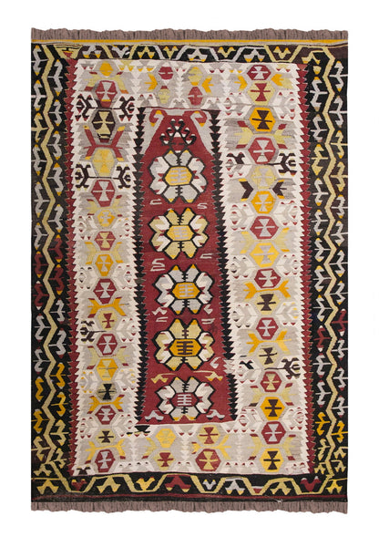 Vintage Turkish Rug, 3.11 x 5.3 ft Rug, 121 x 161 cm
