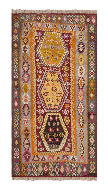Vintage Turkish Rug, 3.11 x 6.1 ft Rug, 121 x 186 cm