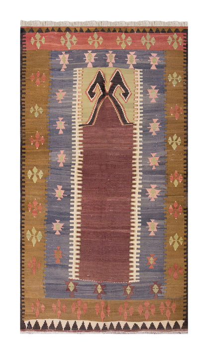 Vintage Turkish Rug, 3.11 x 6.10 ft, 120 x 210 cm