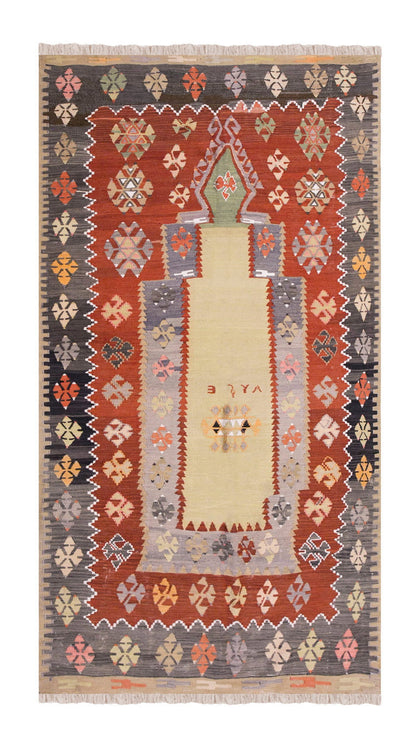 Vintage Turkish Rug, 3.11 x 7.4 ft, 120 x 224 cm