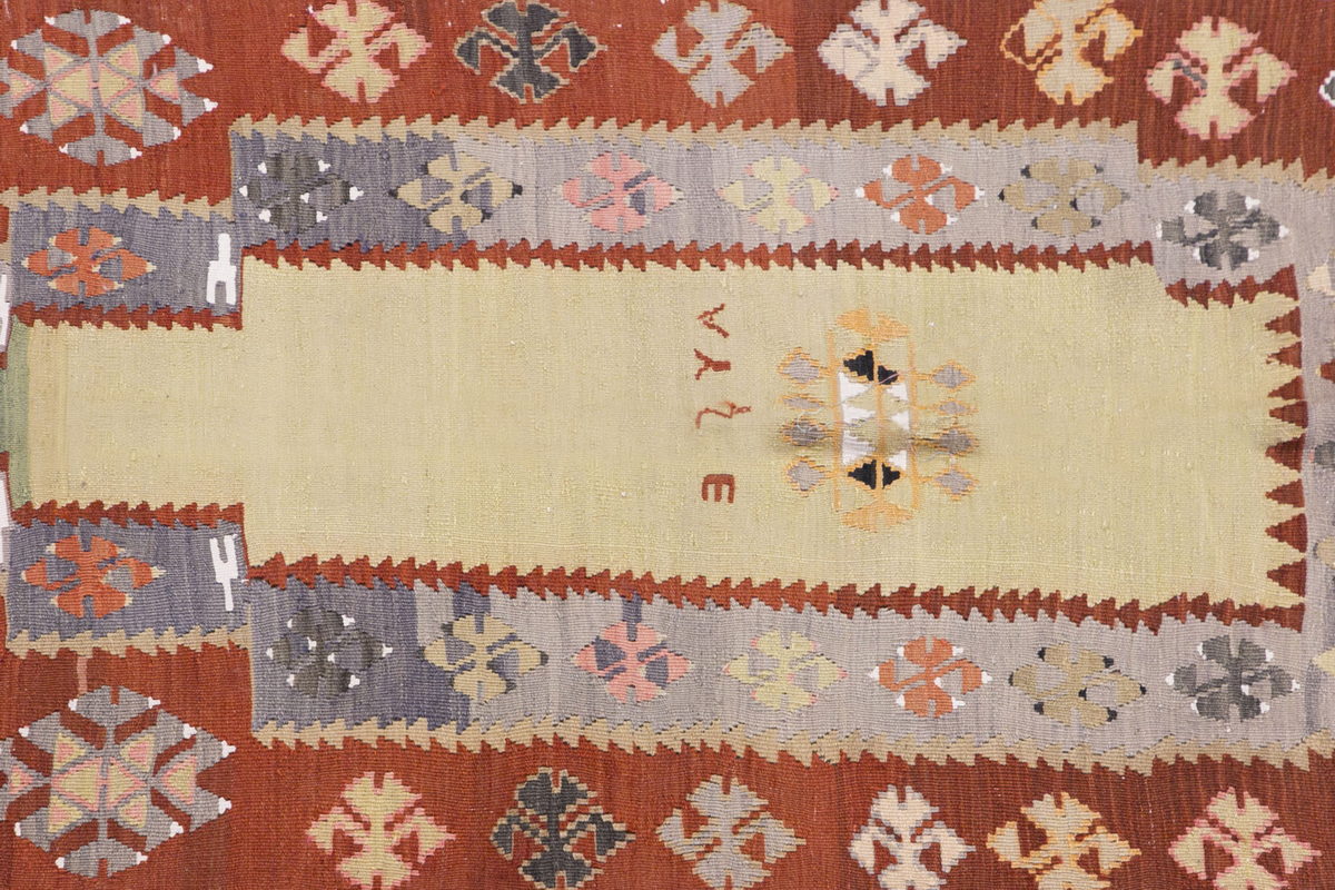 Vintage Turkish Rug, 3.11 x 7.4 ft, 120 x 224 cm