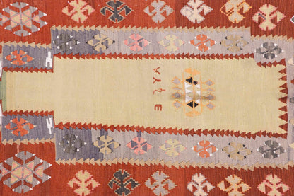 Vintage Turkish Rug, 3.11 x 7.4 ft, 120 x 224 cm