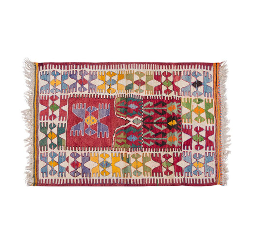 Vintage Turkish Rug, 3.3 x 4.3 ft Rug, 100 x 130 cm