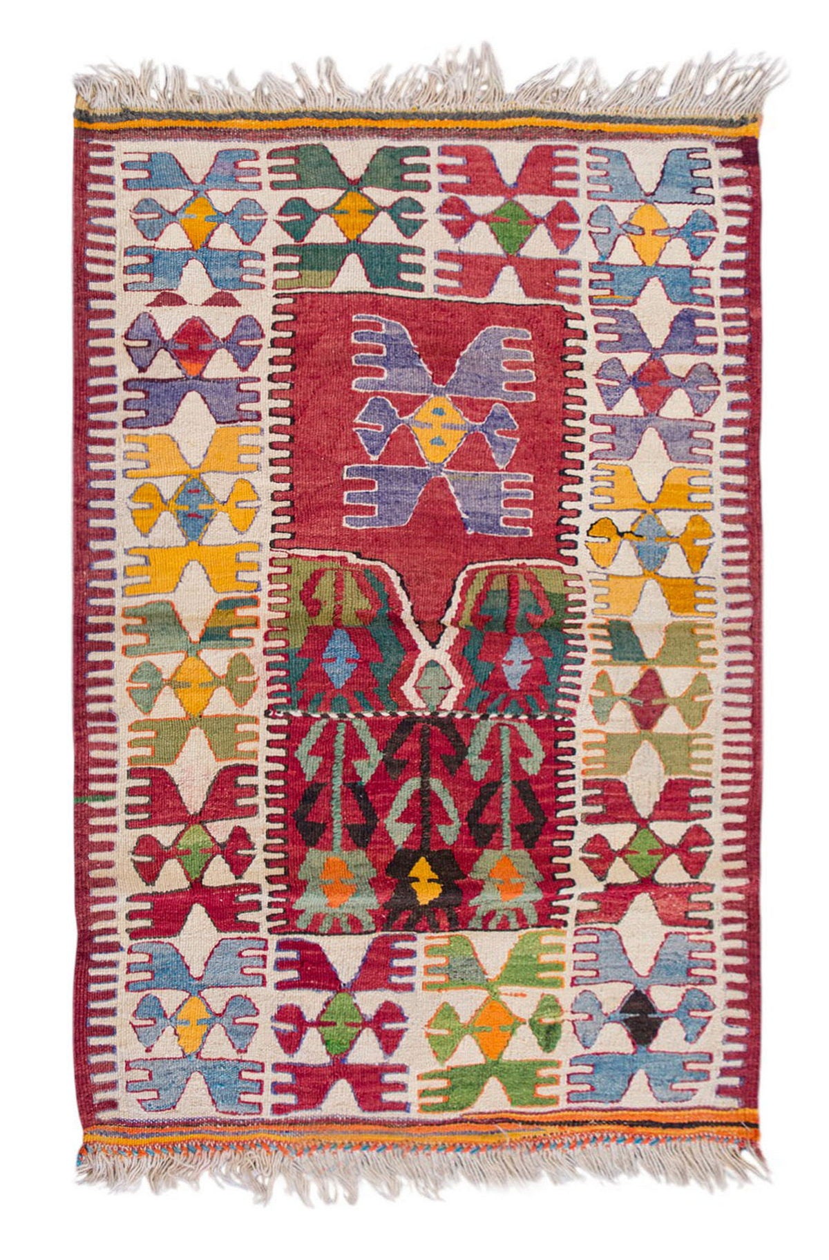 Vintage Turkish Rug, 3.3 x 4.3 ft Rug, 100 x 130 cm