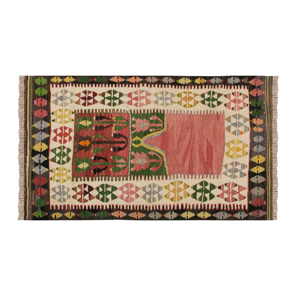 Vintage Turkish Rug, 3.3 x 5.4 ft Rug, 100 x 164 cm