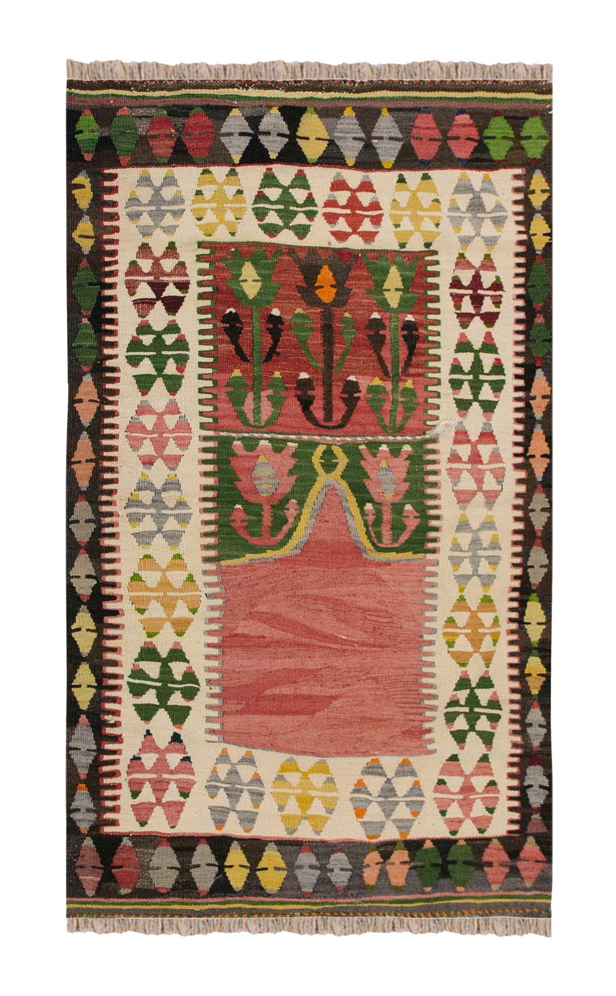 Vintage Turkish Rug, 3.3 x 5.4 ft Rug, 100 x 164 cm