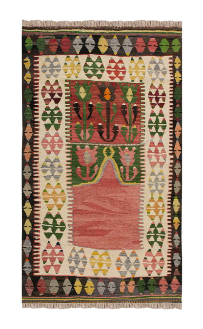Vintage Turkish Rug, 3.3 x 5.4 ft Rug, 100 x 164 cm