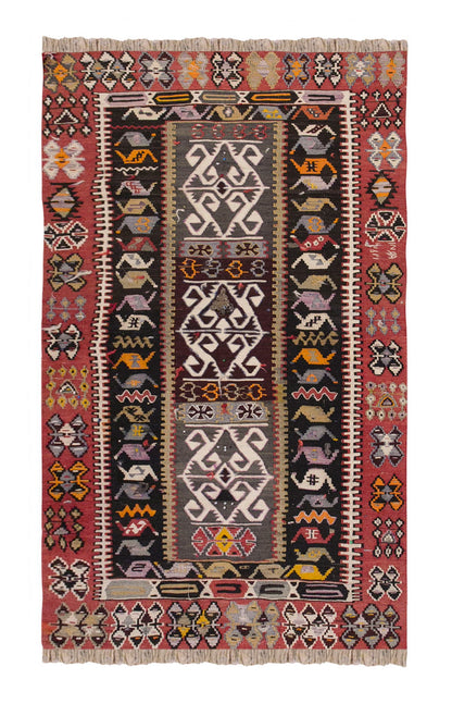 Vintage Turkish Rug, 3.3 x 5.5 ft Rug, 101 x 167 cm