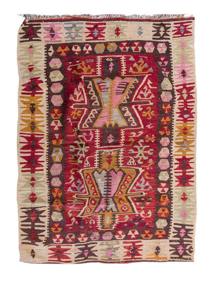 Vintage Turkish Rug, 3.4 x 4.10 ft Rug, 102 x 148 cm
