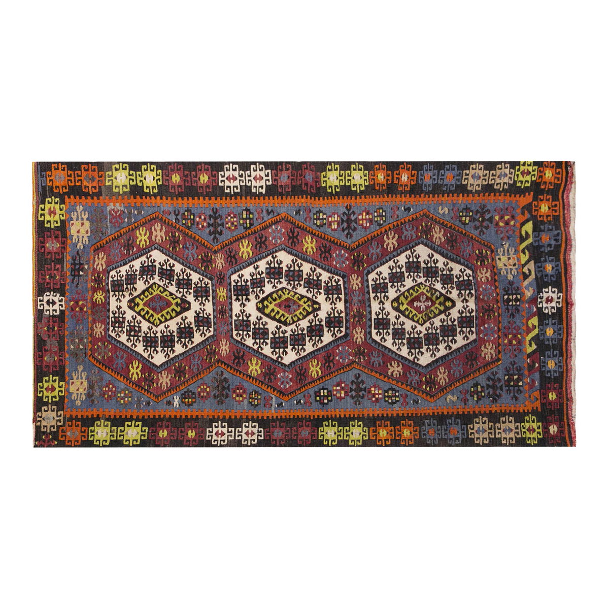 Vintage Turkish Rug, 3.4 x 6.2 ft, 103 x 188 cm