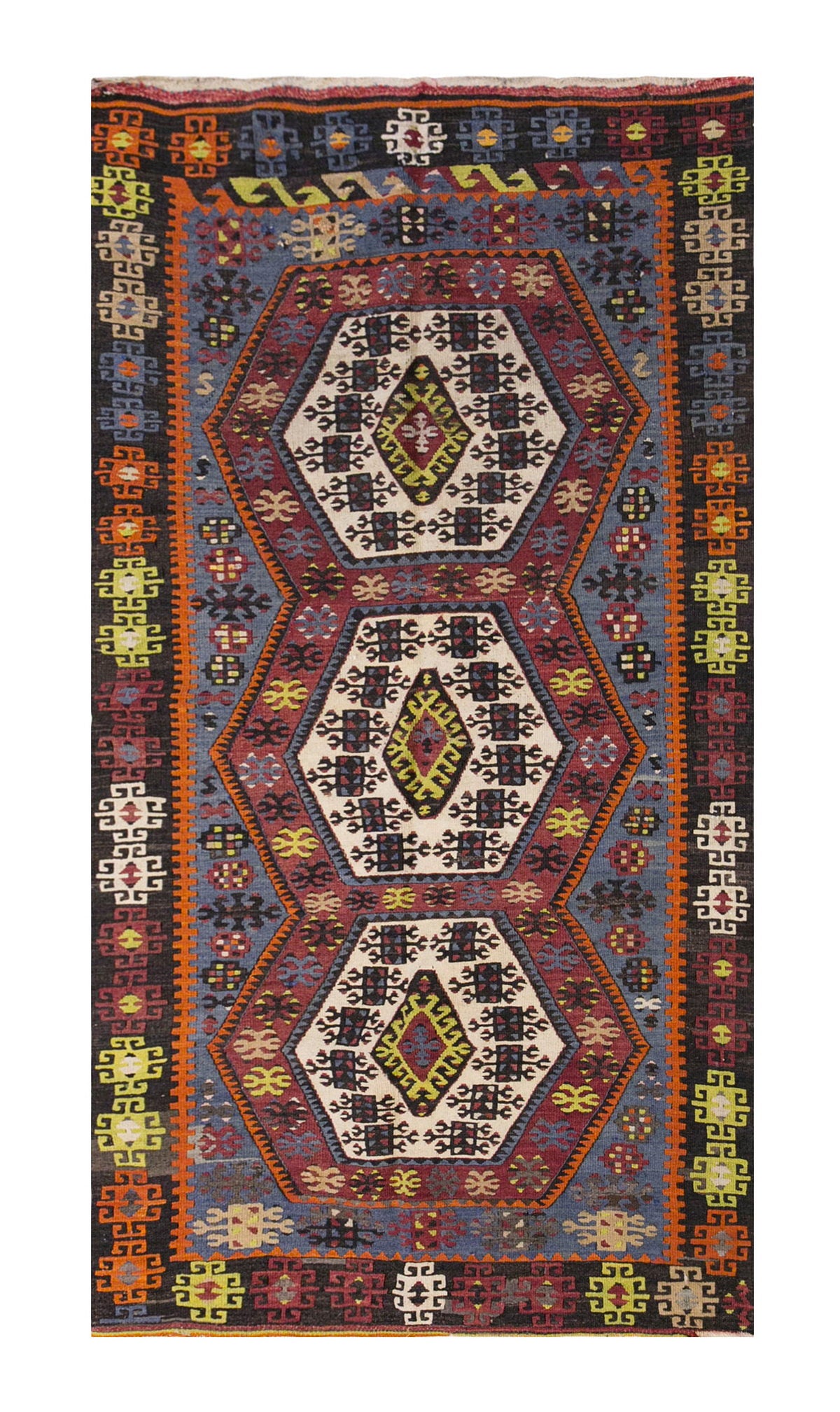 Vintage Turkish Rug, 3.4 x 6.2 ft, 103 x 188 cm