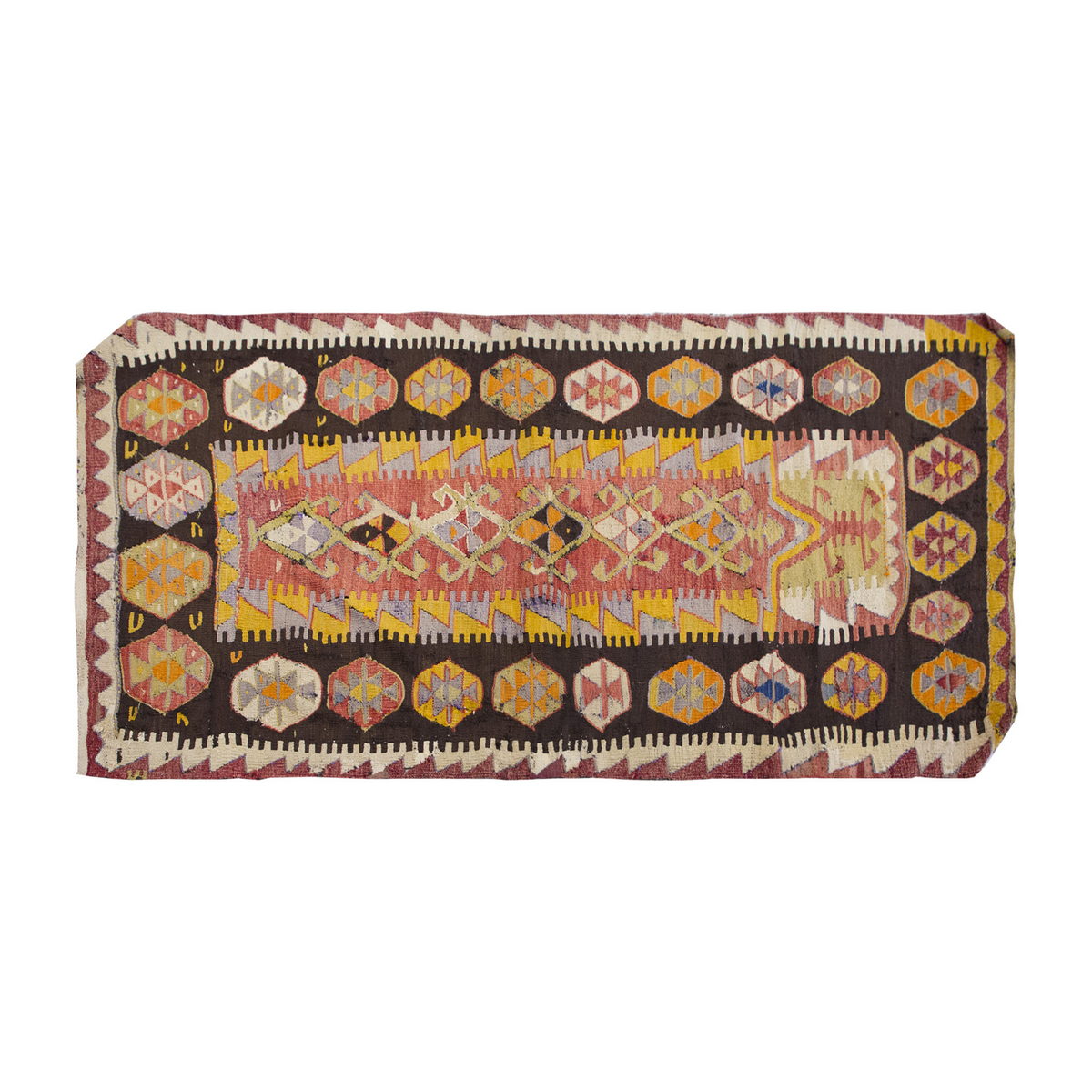 Vintage Turkish Rug, 3.4 x 6.6 ft Rug, 103 x 200 cm