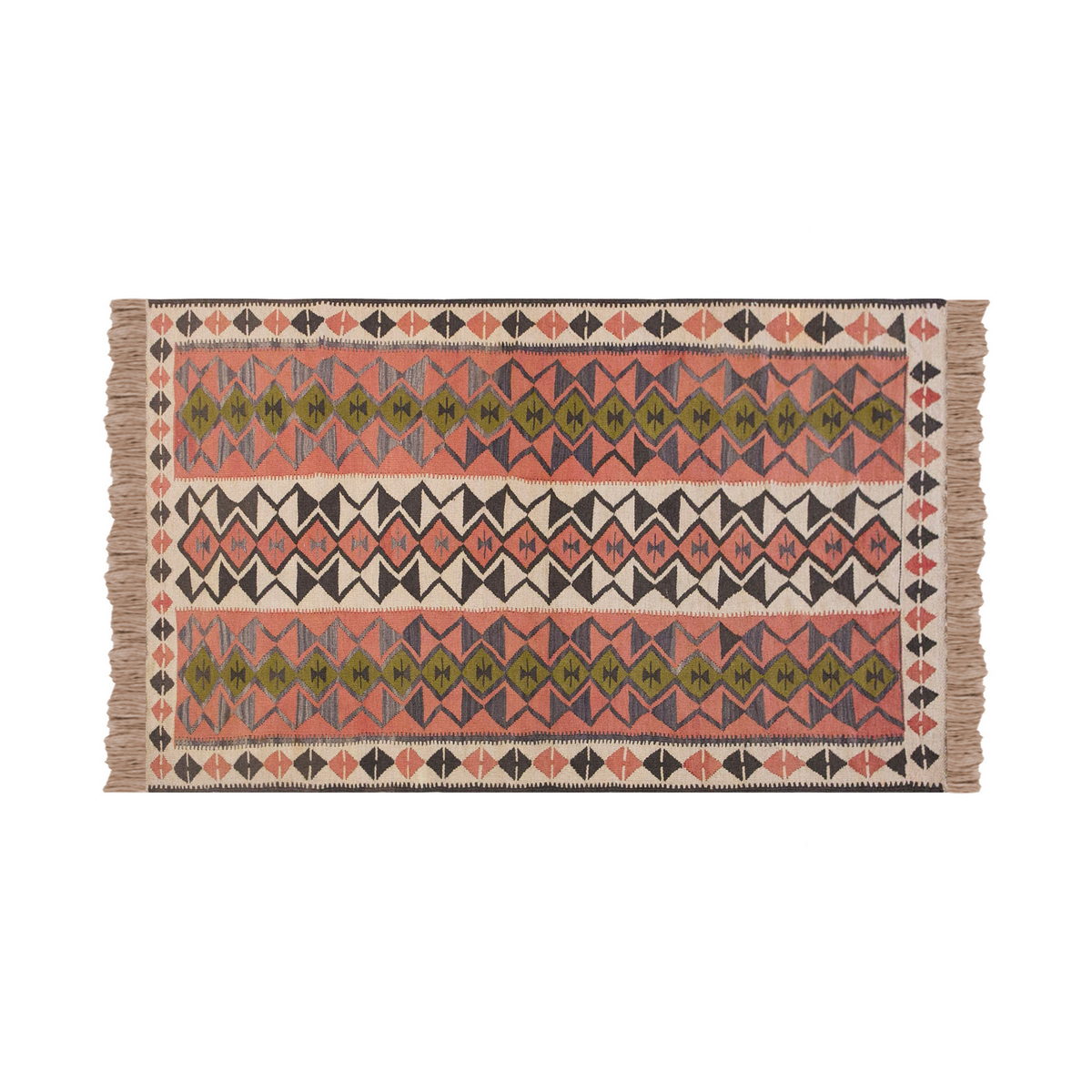 Vintage Turkish Rug, 3.4 x 6.8 ft Rug, 103 x 204 cm