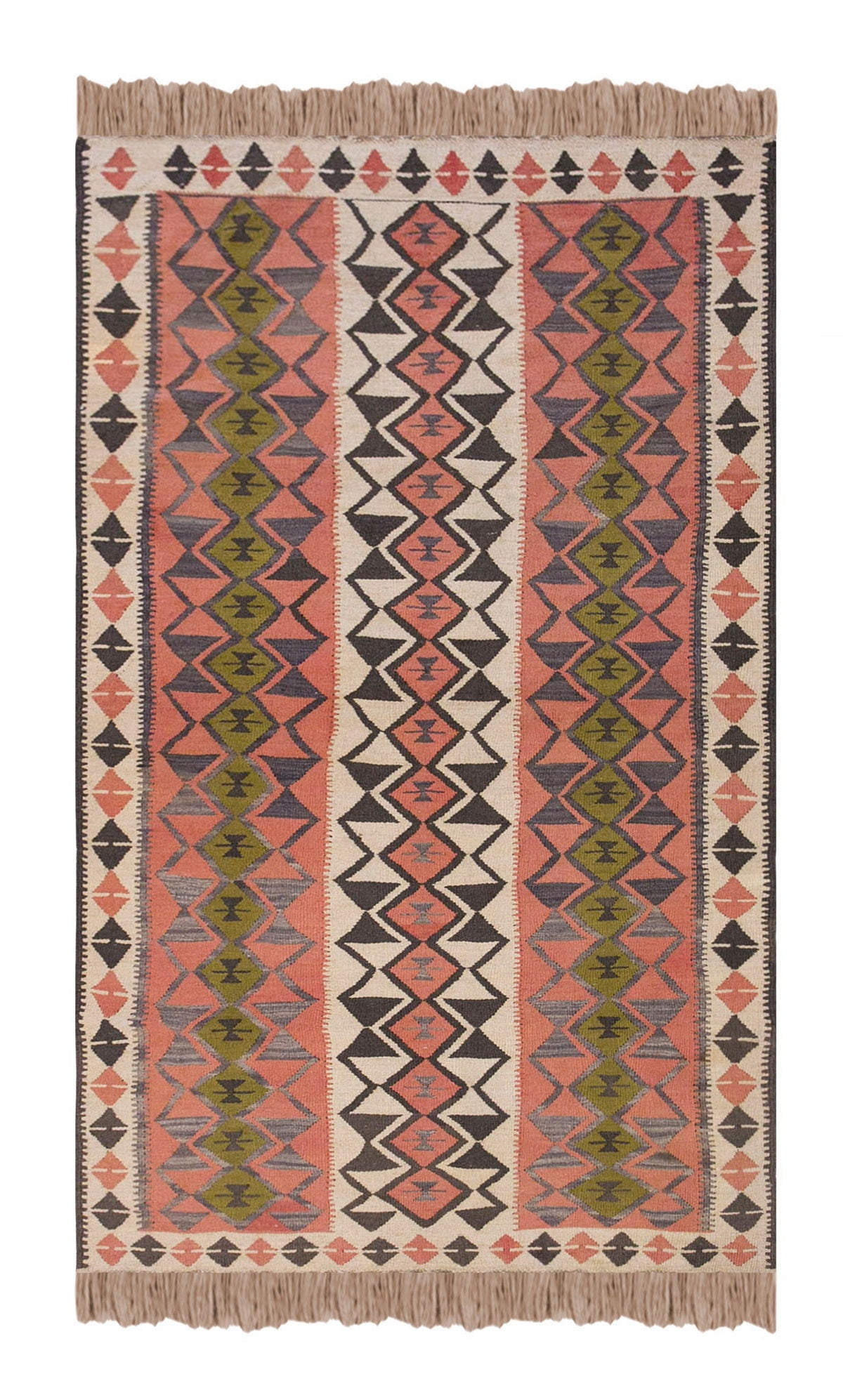 Vintage Turkish Rug, 3.4 x 6.8 ft Rug, 103 x 204 cm