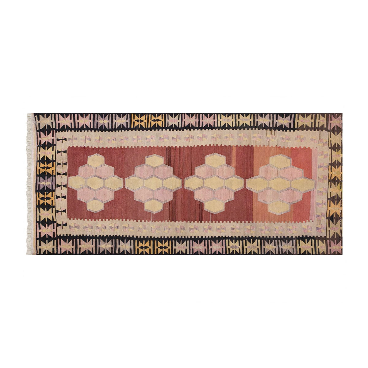 Vintage Turkish Rug, 3.4 x 7.7 ft Rug, 103 x 232 cm