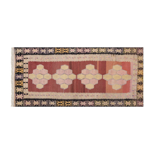 Vintage Turkish Rug, 3.4 x 7.7 ft Rug, 103 x 232 cm