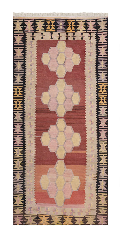 Vintage Turkish Rug, 3.4 x 7.7 ft Rug, 103 x 232 cm