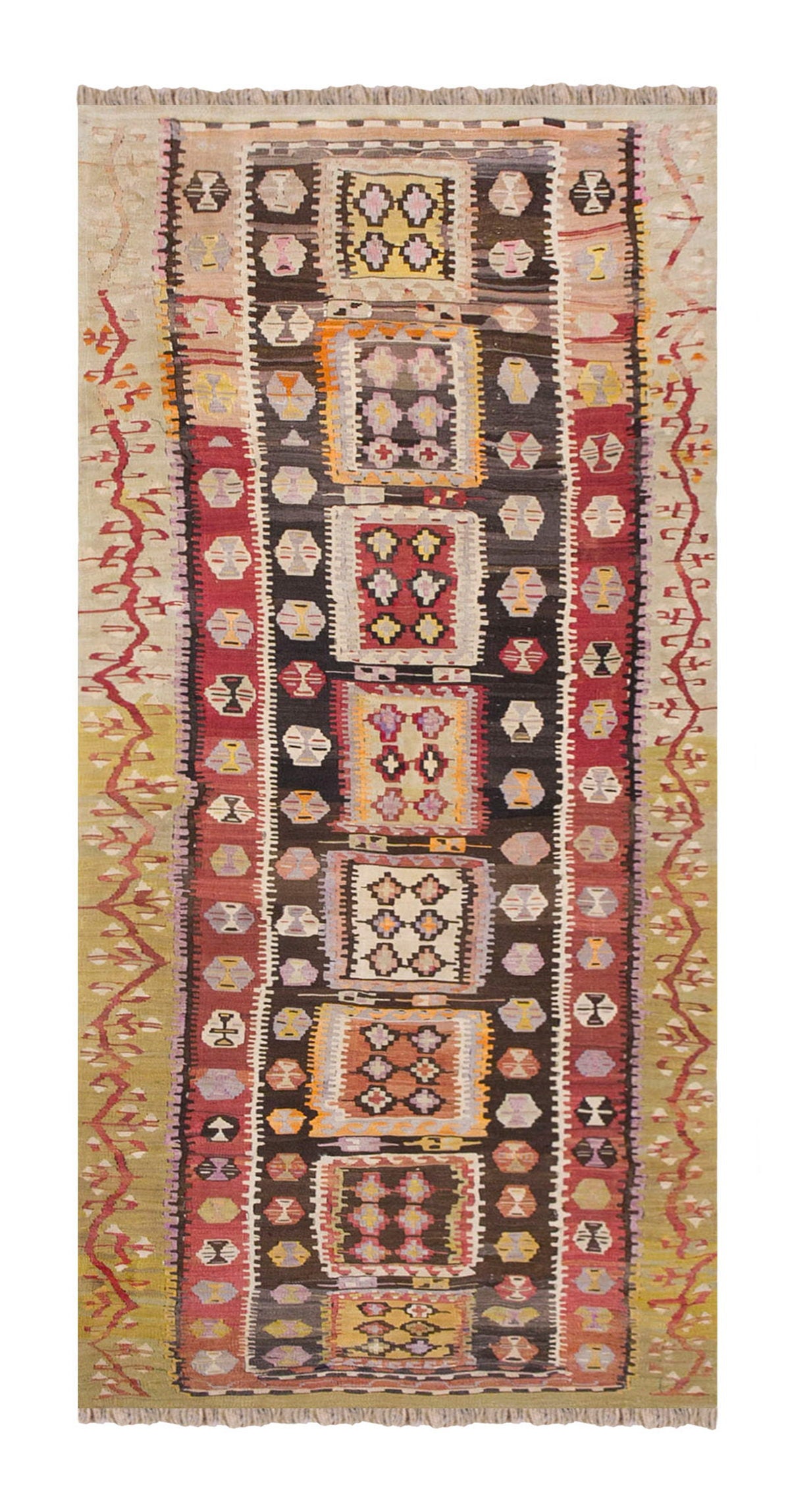 Vintage Turkish Rug, 3.4 x 8.4 ft Rug, 103 x 254 cm