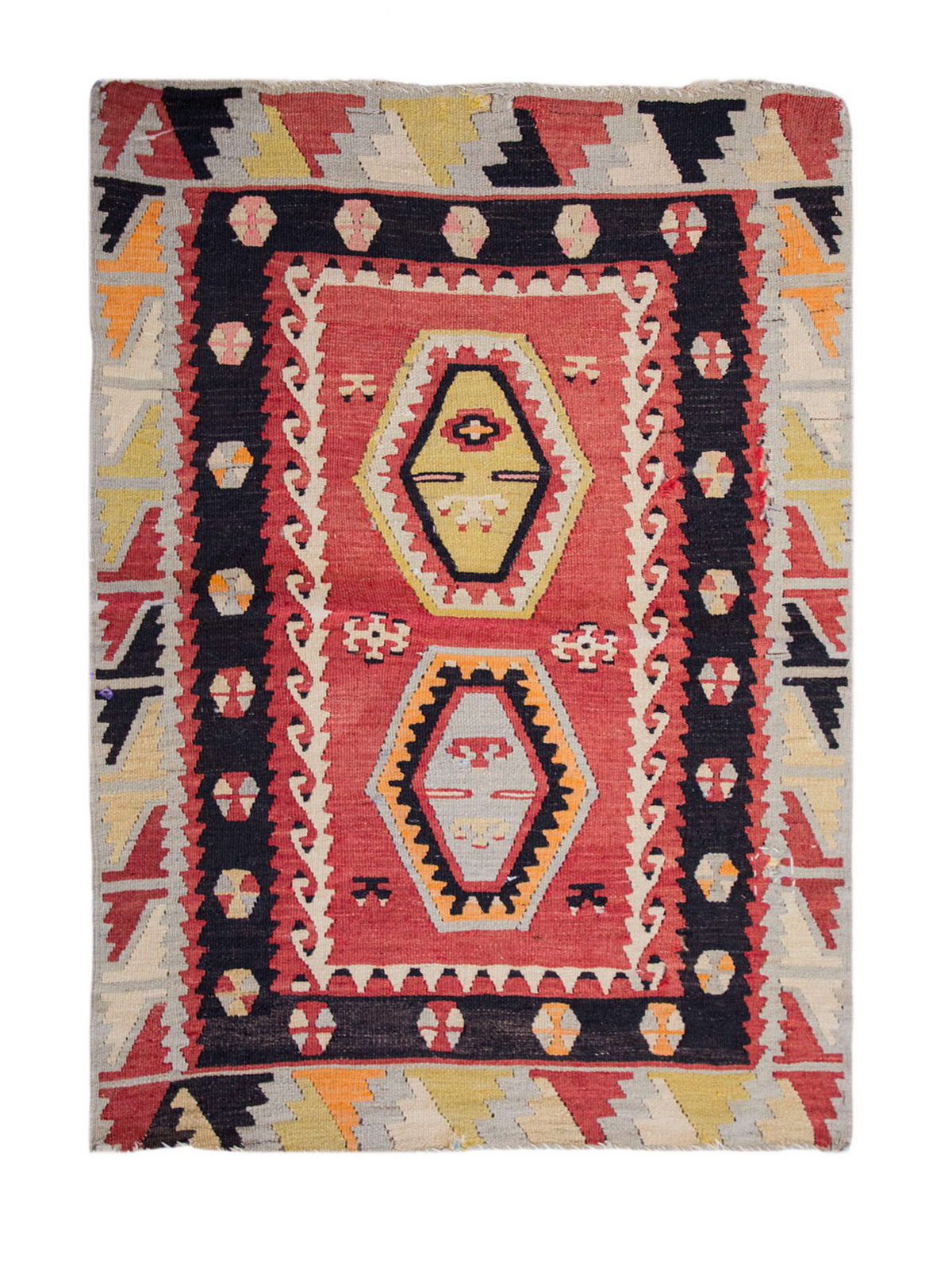 Vintage Turkish Rug, 3.5 x 2.6 ft Rug, 106 x 78 cm
