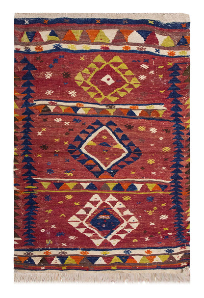 Vintage Turkish Rug, 3.5 x 4.2 ft Rug, 105 x 127 cm