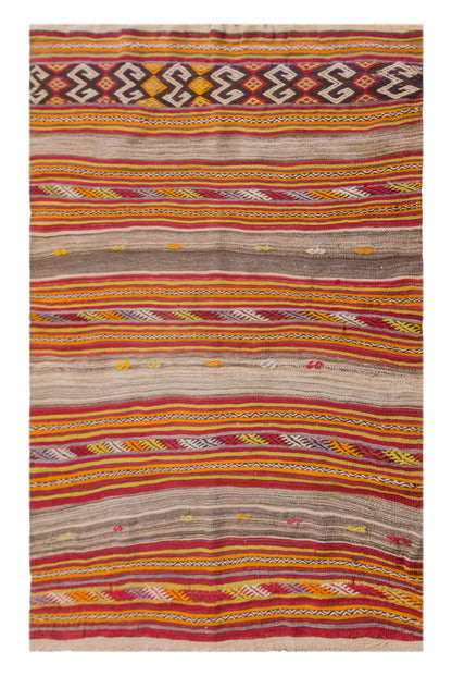 Vintage Turkish Rug, 3.5 x 4.9 ft Rug, 106 x 145 cm