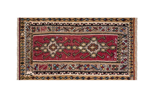 Vintage Turkish Rug, 3.5 x 6.6 ft, 105 x 200 cm