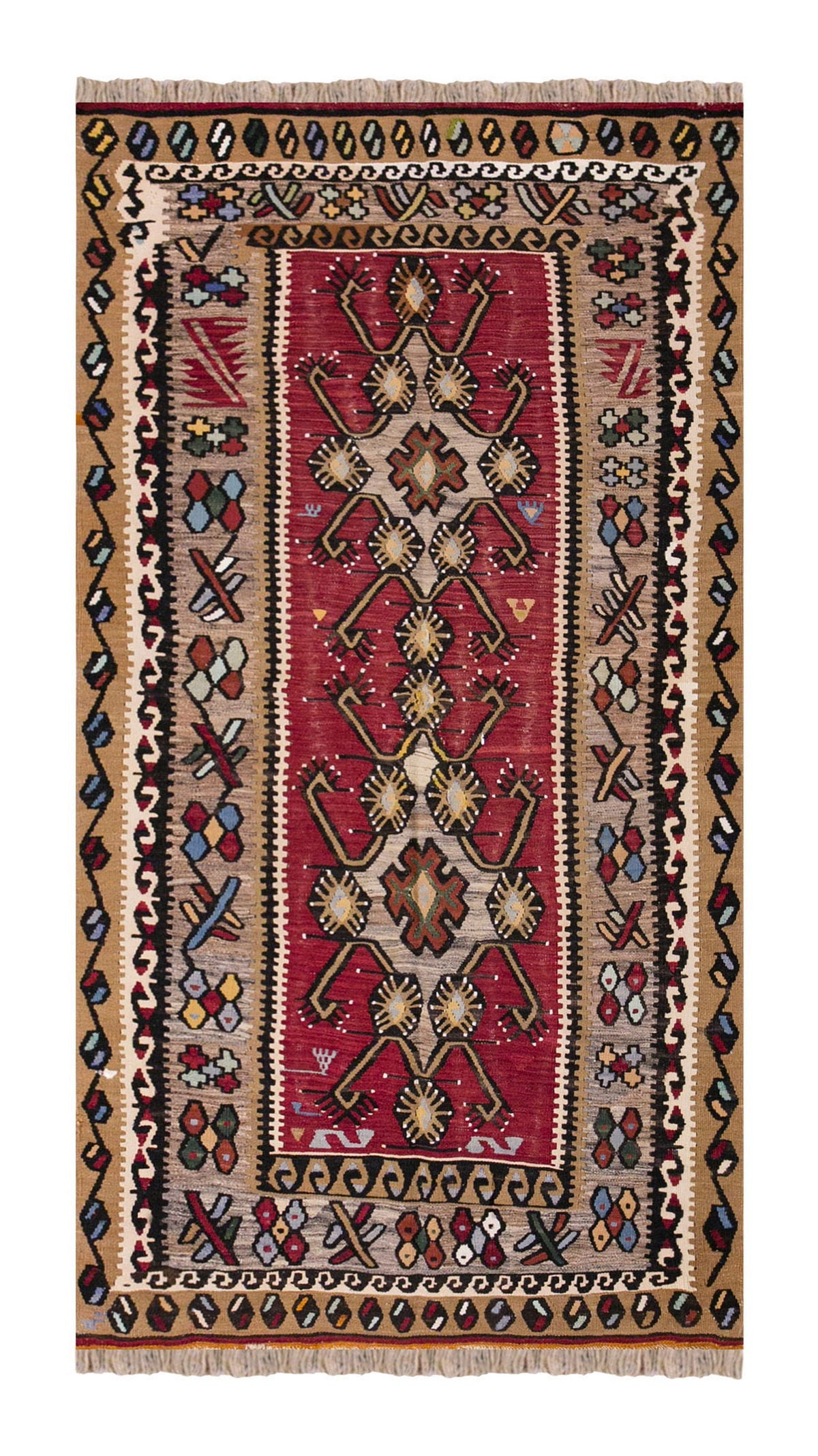 Vintage Turkish Rug, 3.5 x 6.6 ft, 105 x 200 cm