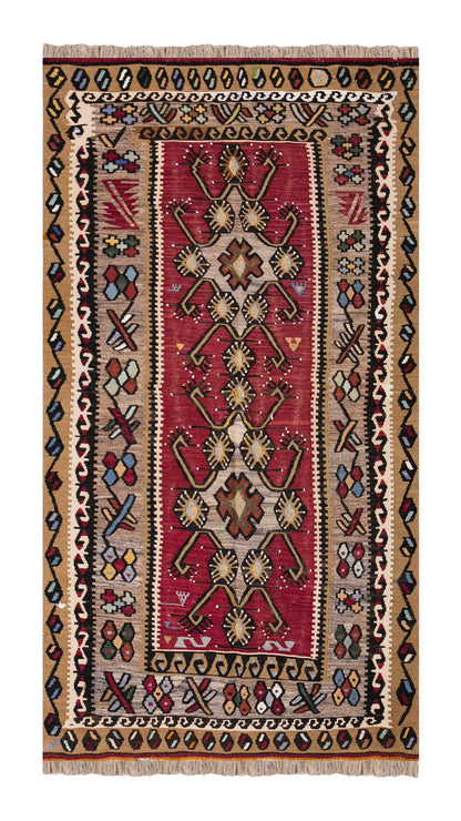 Vintage Turkish Rug, 3.5 x 6.6 ft, 105 x 200 cm