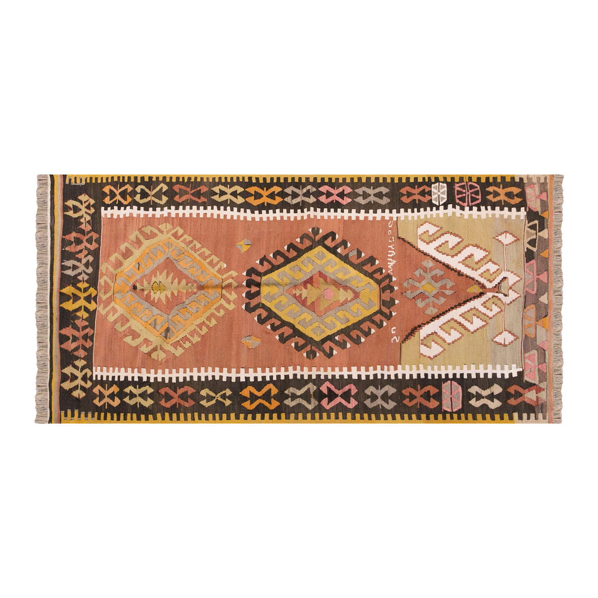 Vintage Turkish Rug, 3.5 x 7.2 ft, 105 x 219 cm