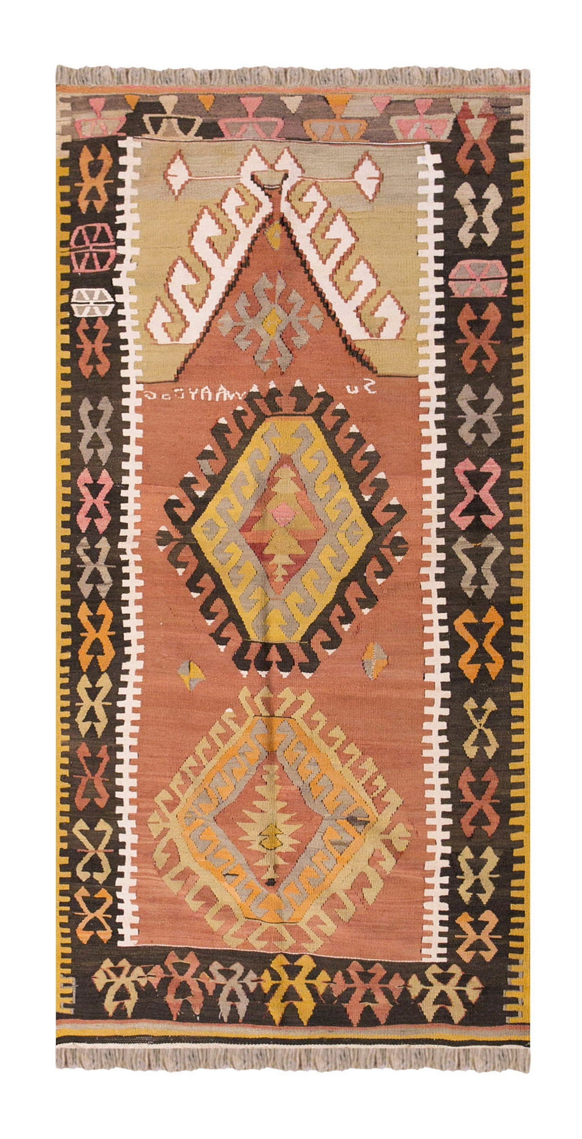 Vintage Turkish Rug, 3.5 x 7.2 ft, 105 x 219 cm