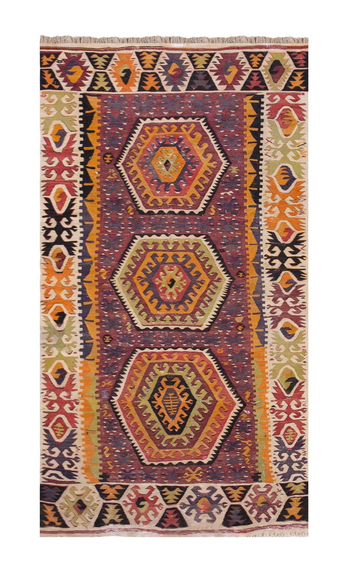 Vintage Turkish Rug, 3.6 × 7.4 ft Rug, 107 × 226 cm