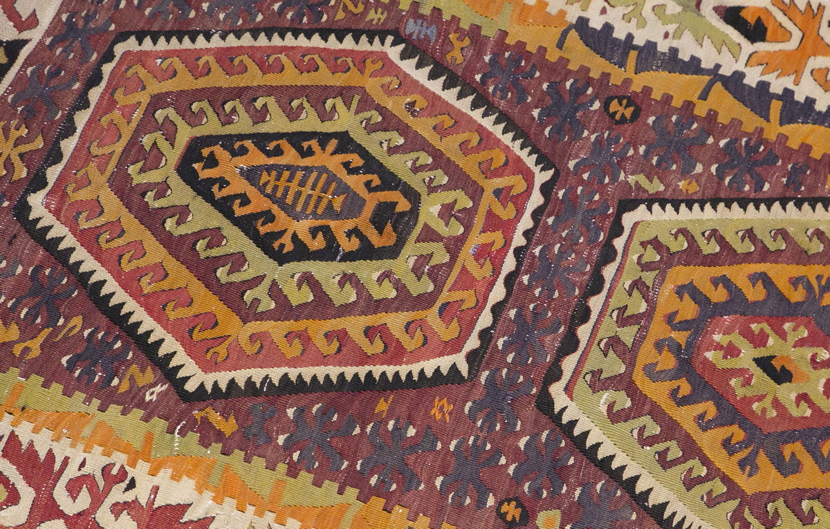 Vintage Turkish Rug, 3.6 × 7.4 ft Rug, 107 × 226 cm