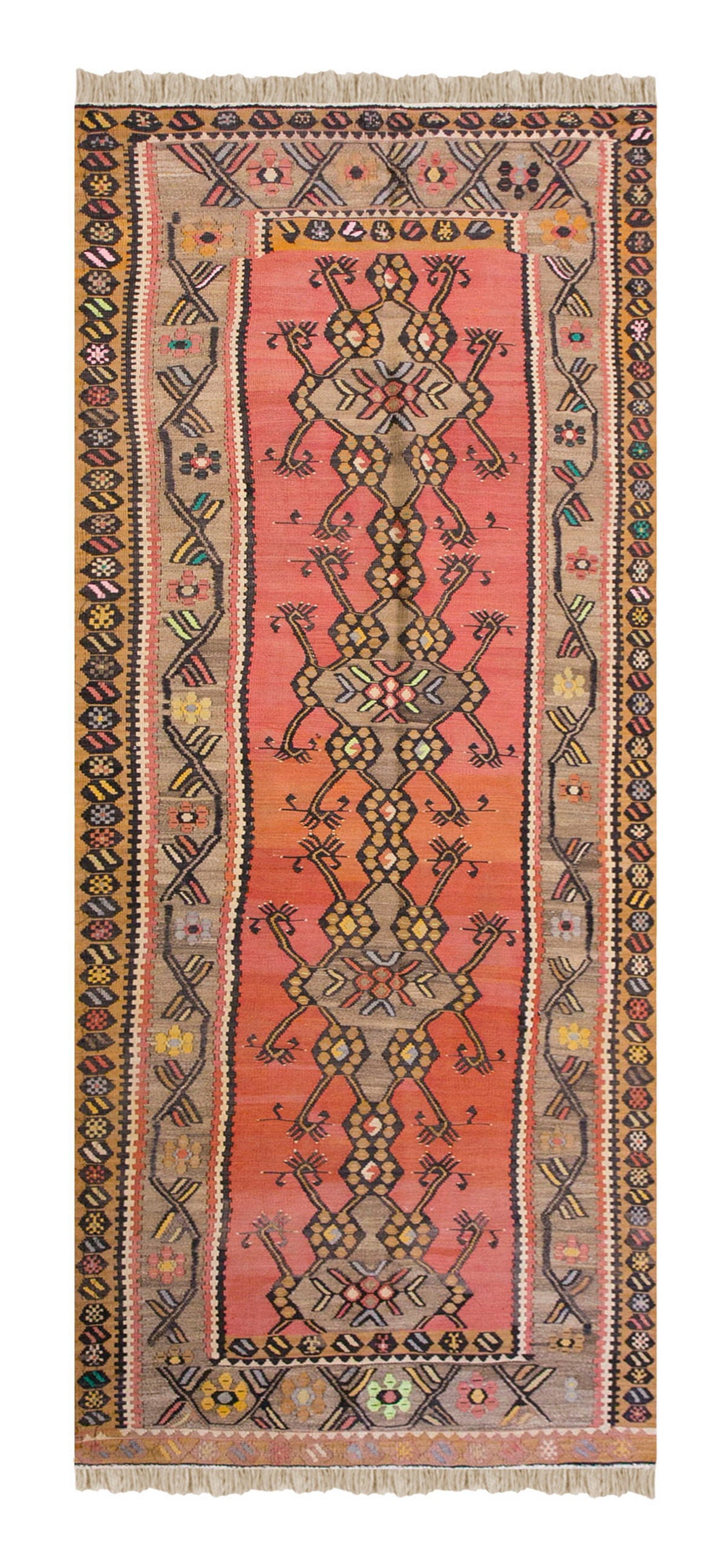 Vintage Turkish Rug, 3.6 x 10.7 ft Rug, 107 x 324