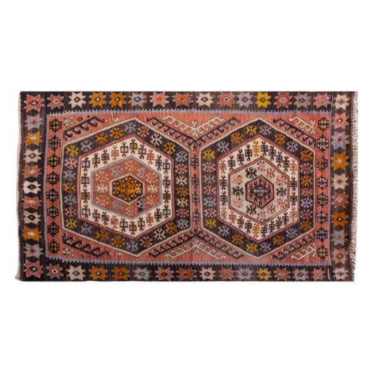 Vintage Turkish Rug, 3.6 x 5.2 ft, 108 x 160 cm