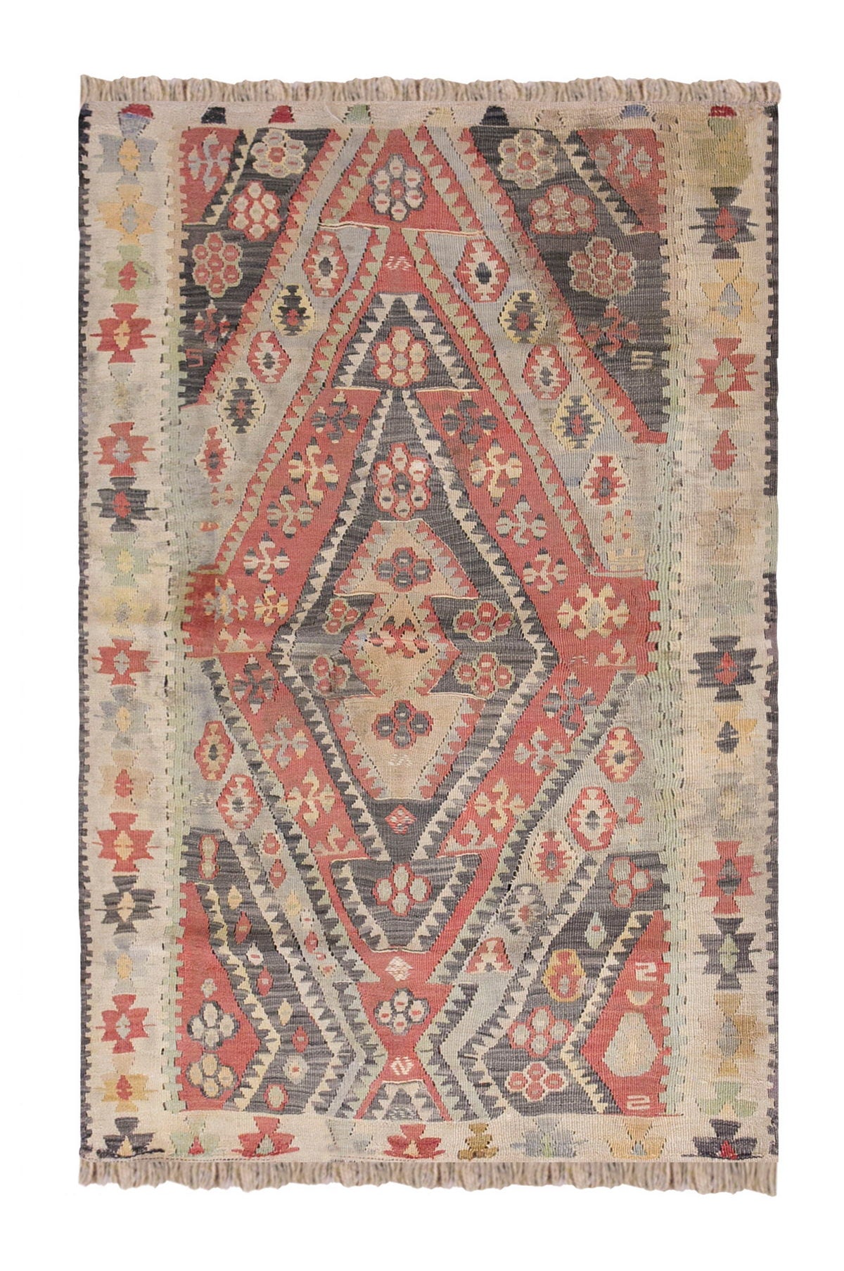 Vintage Turkish Rug, 3.6 x 5.3 ft Rug, 108 x 162 cm