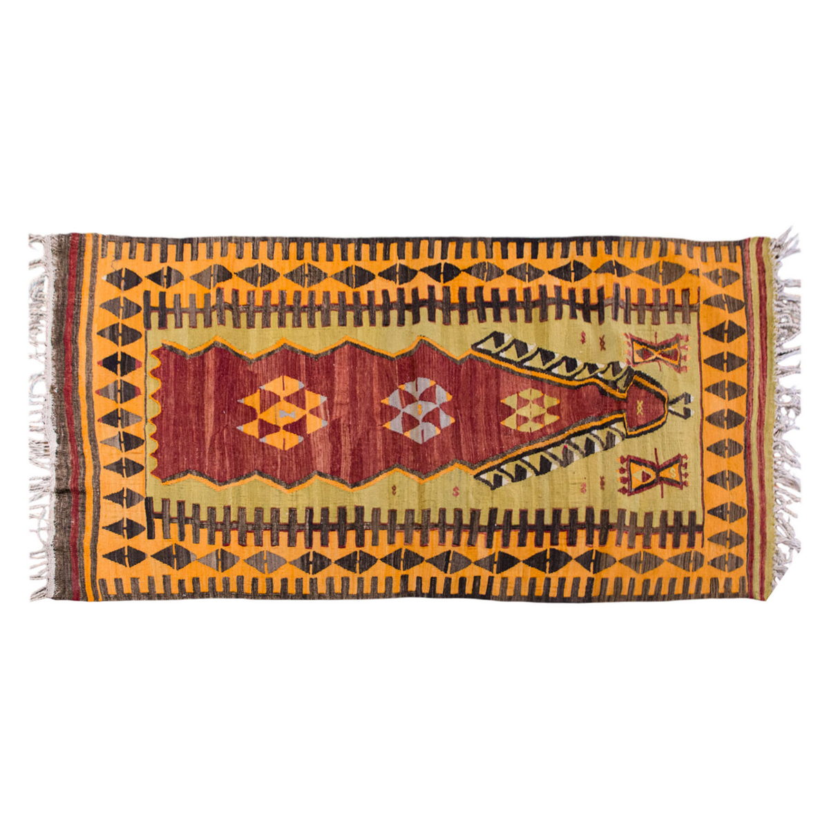 Vintage Turkish Rug, 3.6 x 6 ft, 109 x 183 cm