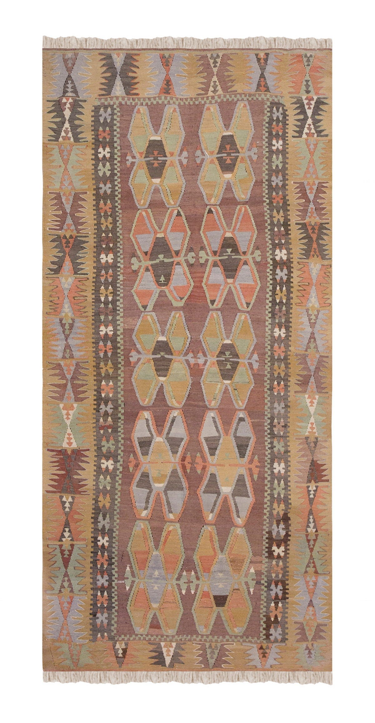 Vintage Turkish Rug, 3.6 x 7.2 ft Rug, 108 x 220 cm