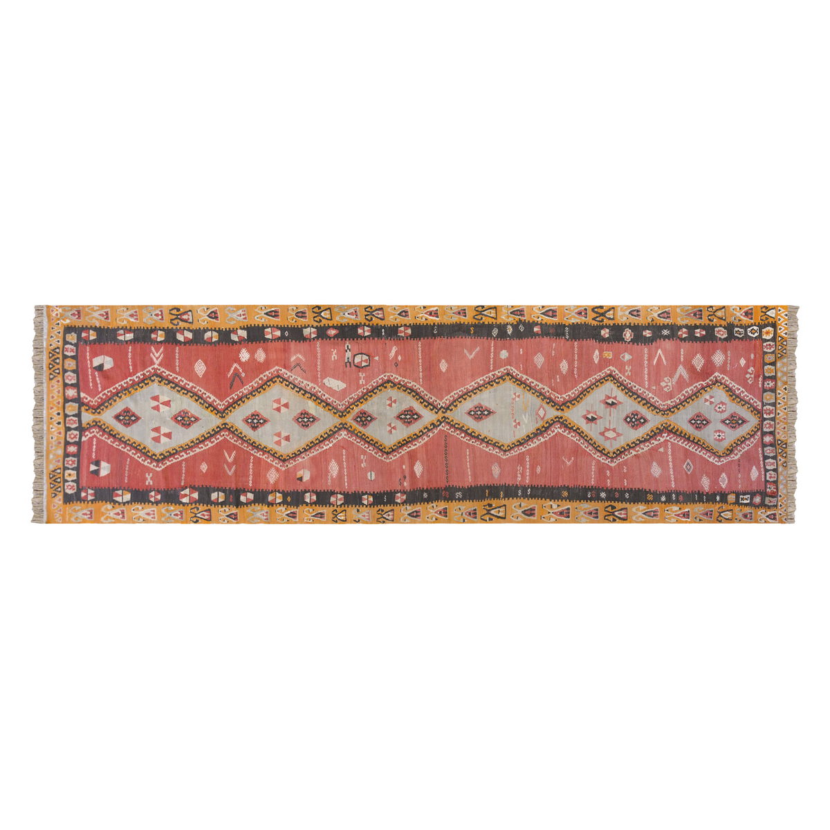 Vintage Turkish Rug, 3.7 x 12.11 ft Rug, 110 x 395 cm