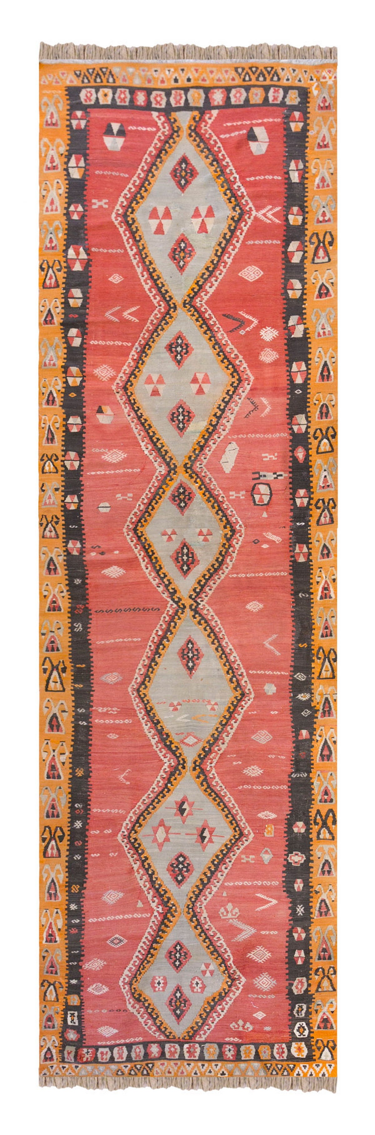 Vintage Turkish Rug, 3.7 x 12.11 ft Rug, 110 x 395 cm