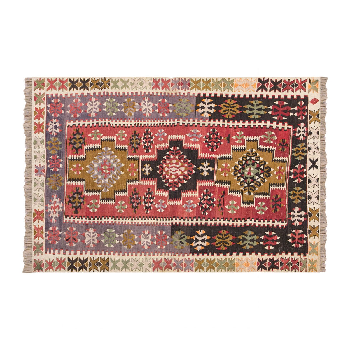 Vintage Turkish Rug, 3.7 x 5.2 ft Rug, 110 x 160 cm