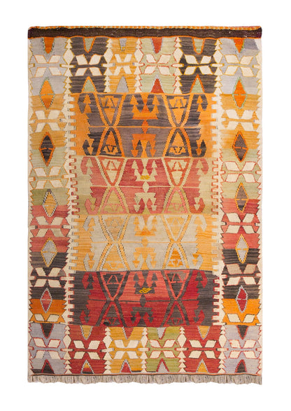 Vintage Turkish Rug, 3.7 x 5.5 ft Rug, 111 x 166 cm