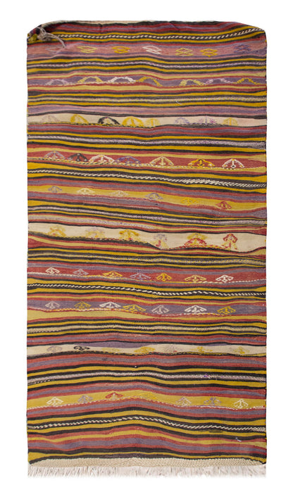 Vintage Turkish Rug, 3.7 x 6.3 ft, 110 x 193 cm