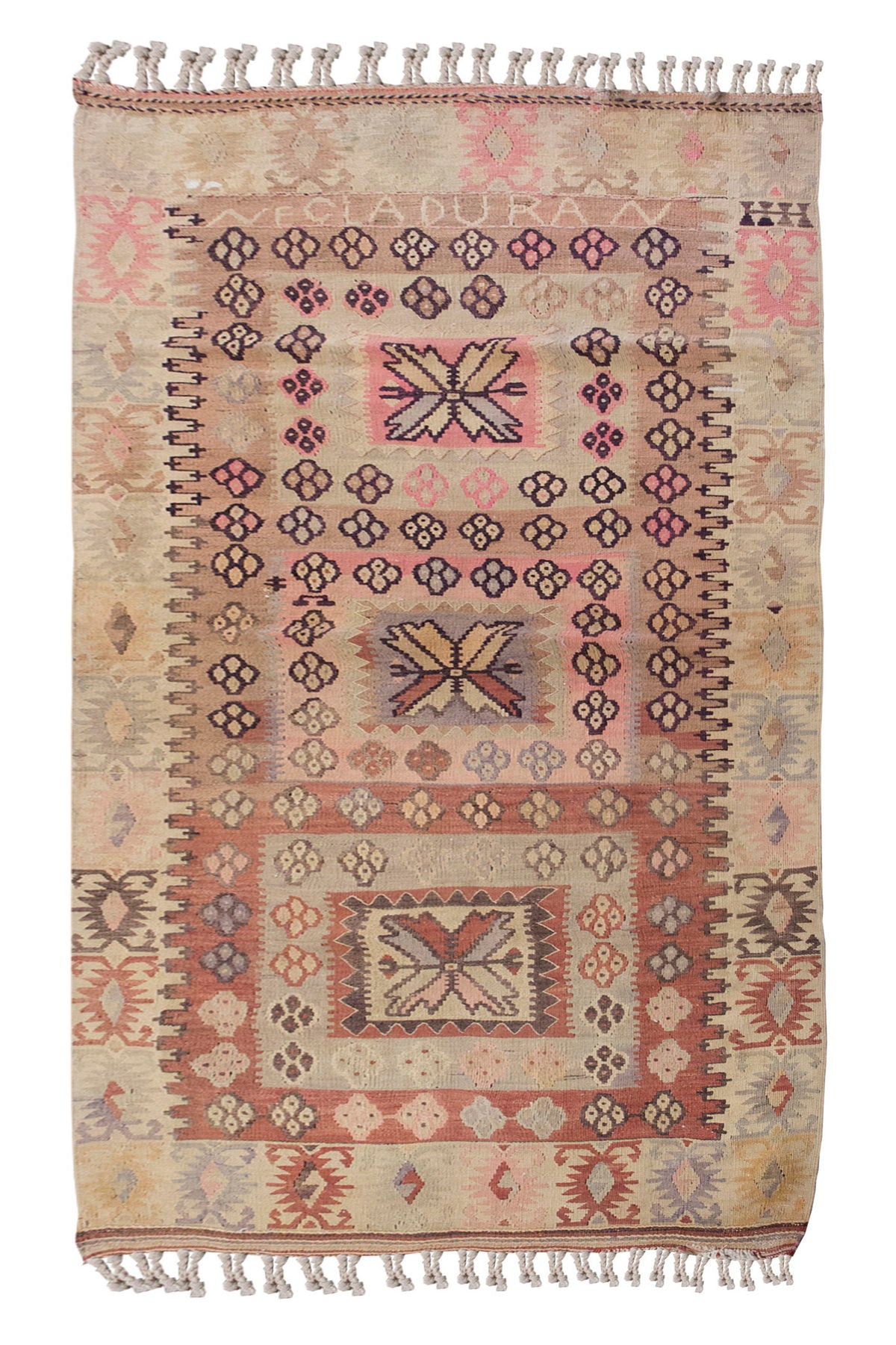 Vintage Turkish Rug, 3.7 x 6.6 ft, 110 x 200 cm